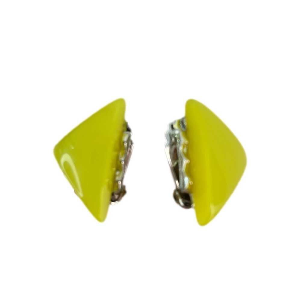 Vintage Lemon Yellow Clip Back Earrings